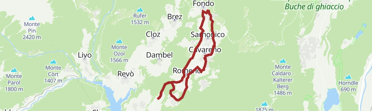 Route map: Upper Val di Non cycle path